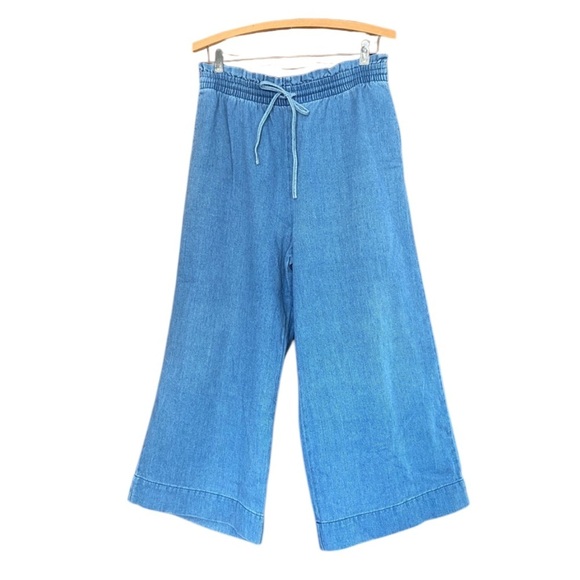 Madewell Indigo Smocked Huston Pull-On Crop Pants - Picture 5 of 9